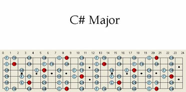 C # Sharp Major Guitar Scale Pattern Chart Scales Patterns